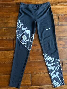 NIKE Dri-Fit Stretch Waist Low Rise Black Activewear Leggings Women's Size S